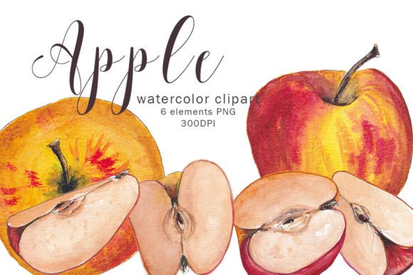 Apple Watercolor Clipart, Fruit, PNG: Elevating Your Digital and Print Designs