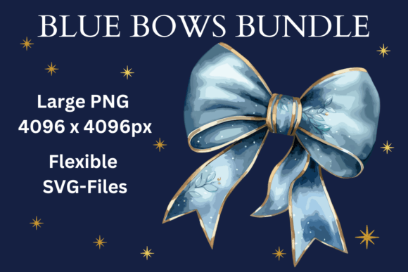 Blue Bows & Ribbons Watercolor Bundle: A Festive Design Resource