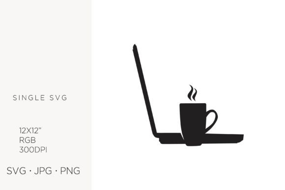 Cup of Coffee and Laptop: Elevating Digital Designs with High-Resolution Vector Art