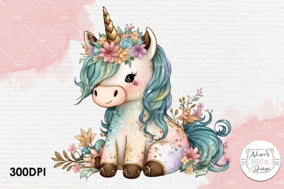 Enhancing Creative Projects with a High-Resolution Baby Unicorn Watercolor Illustration
