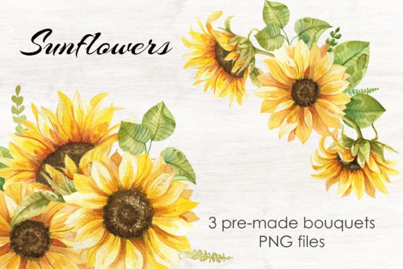 Integrating Sunflowers Bouquets Watercolor into Professional Design Workflows
