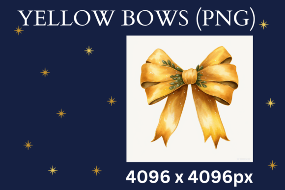 Yellow Bows & Ribbons Watercolor PNG